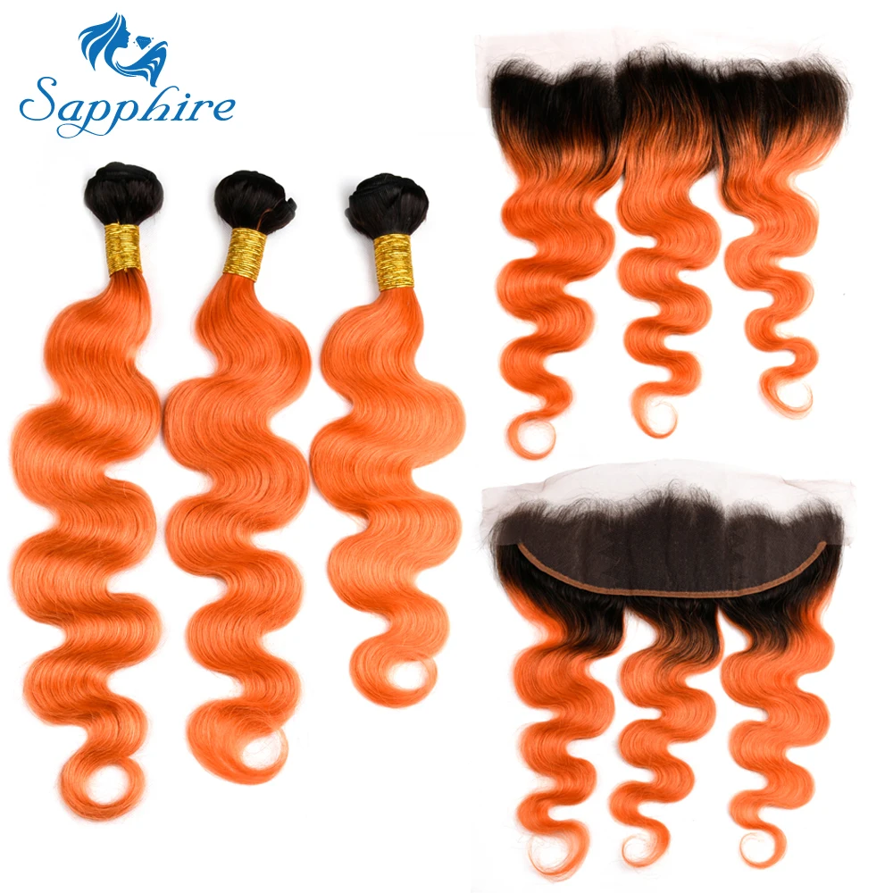 Sapphire Body Wave Ombre Human Hair 2 Tone 1B/Orange Pre colored Golden