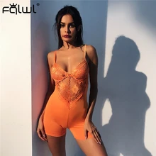 FQLWL прозрачный Короткий кружевной сексуальный Облегающий комбинезон для женщин игровая одежда открытая спина Летний комбинезон женский s комбинезон женский