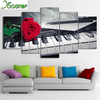 

YOGOTOP DIY Diamond Painting Cross Stitch Kits Full Diamond Embroidery 5D Diamond Mosaic Home Decor Rose piano 5pcs ML199