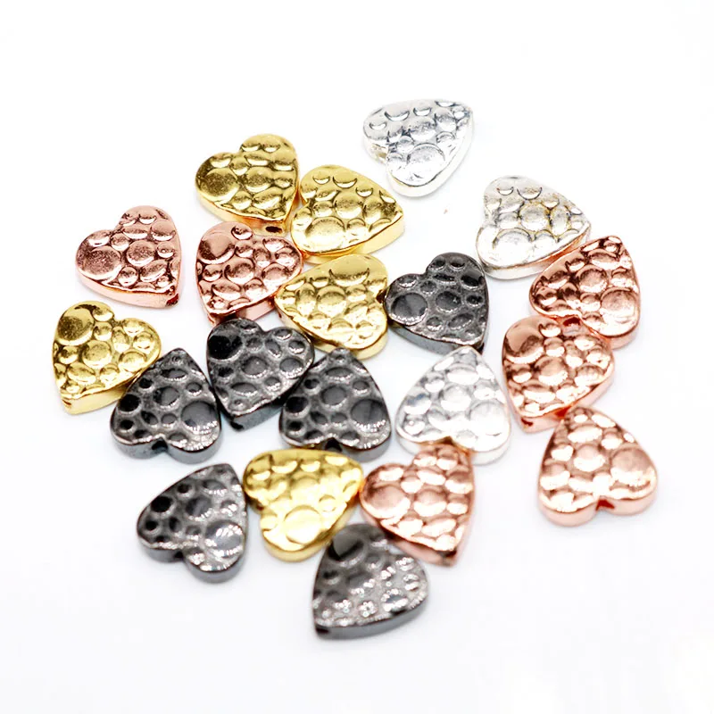 

20pcs 8mm Natural Hematite Heart Beads Spacer Beads Black Stone Loose Beads Gold Silver Natural Stone Jewelry Accessories