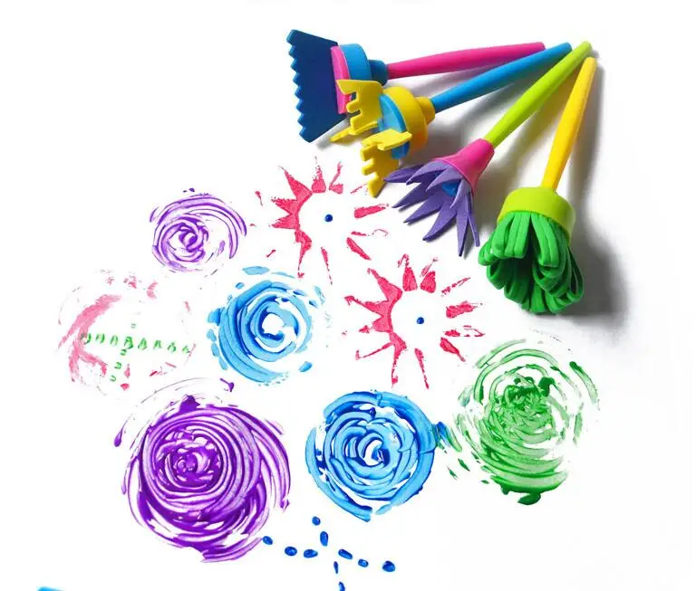 

4pcs/set DIY Painting Tools Drawaing Toys Flower Stamp Sponge Brush Set Art Supplies For Kids