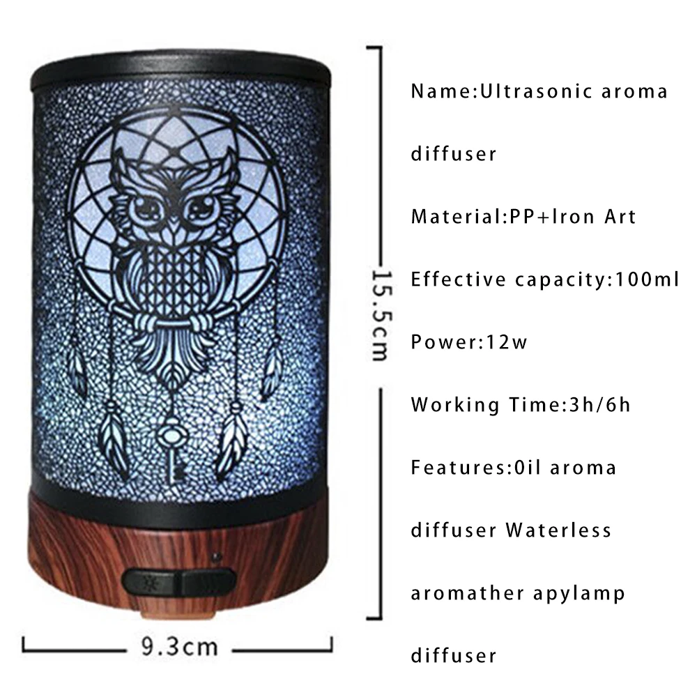 Продажа 100 мл, Электрический увлажнитель воздуха с рисунком совы, ультразвуковой диффузор эфирных масел, Ароматический диффузор, 7 цветов, Ночной св...