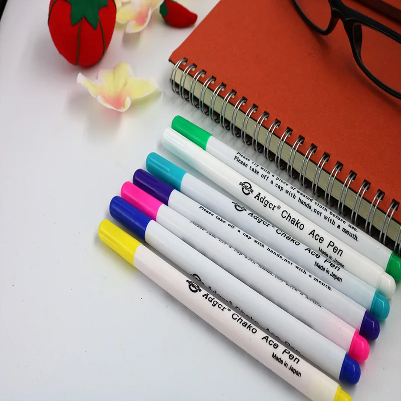 

12pcs Fabric Marker Hydrolysis Water Soluble Pen Automatically Fade Disappear Cancellation Pens Clothing Sewing Tool Accessory