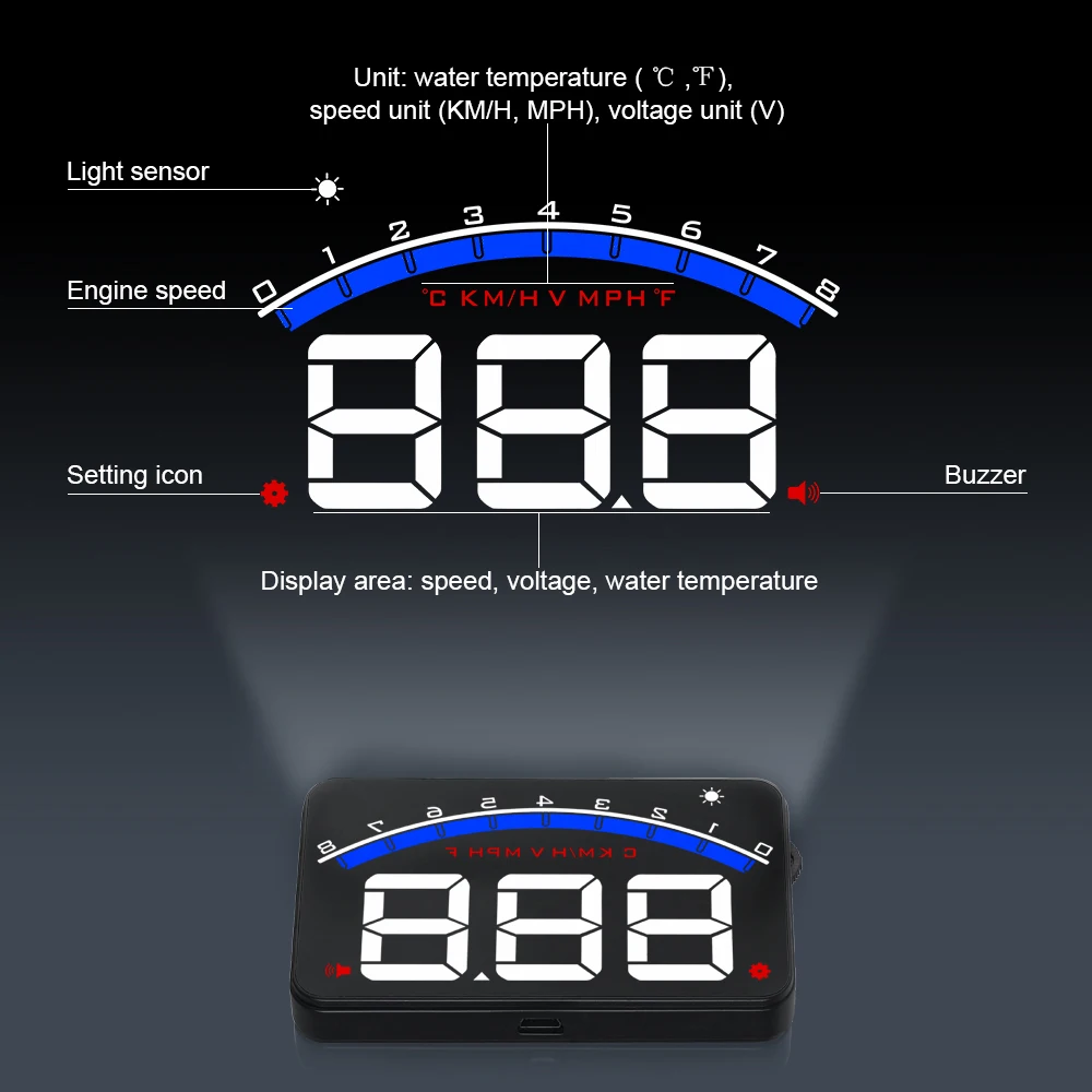 GEYIREN M6 Car HUD OBD2 RPM Meter Head-Up Display Overspeed Warning System Auto Electronic Water Temperature Alarm GEYIREN M6 Car HUD OBD2 RPM Meter Head-Up Display Overspeed Warning System Auto Electronic Water Temperature Alarm