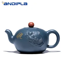 380cc подлинный исинский чайник-с драконами здравоохранения Чайник Фиолетовый Глиняный Чайник мастер ручной работы Zisha китайский чайный набор кунг-фу