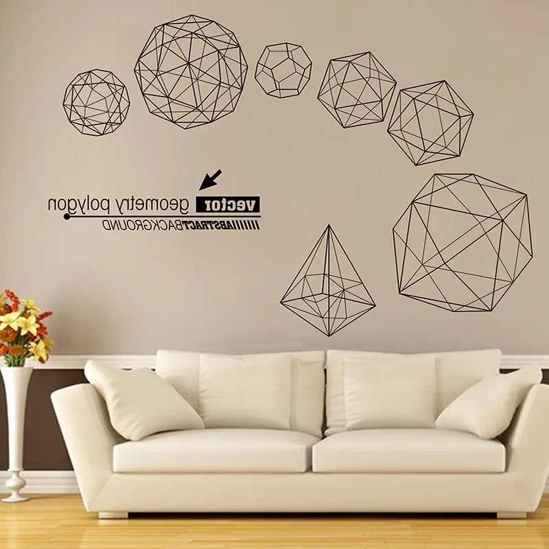 

DIY large size 3D Geometric picture PVC wall sticker Living room background Office decoration