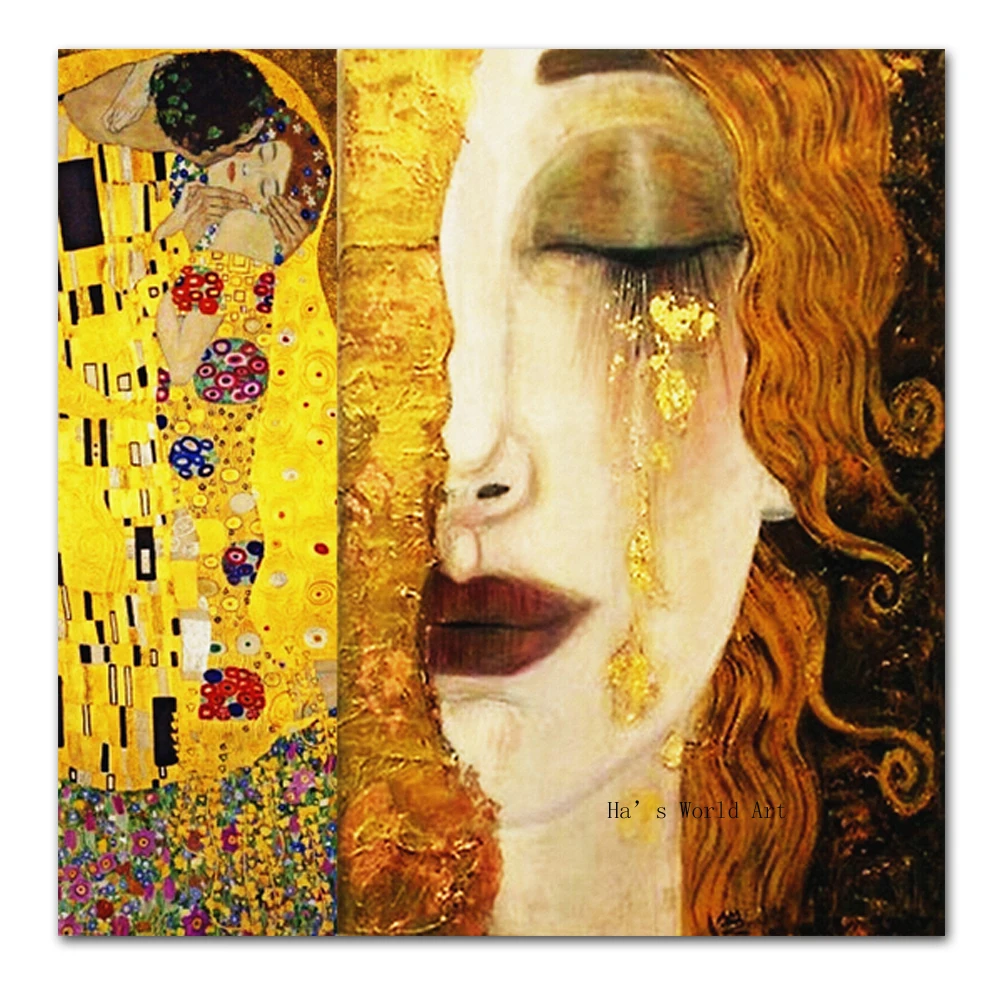 SELFLESSLY-golden-tears-Gustav-Klimt-paintings-Reproduction-oil-on-canvas-Printed-Oil-Painting-beautiful-woman-artwork