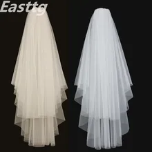 Bianco Avorio Elegante Veli da sposa 2 strati Con Pettine Bordo Tagliato Morbido netto Velo Da Sposa Accessori Da Sposa Veu de Noiva