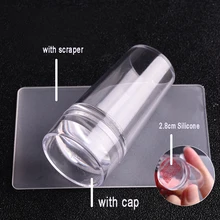 ออกแบบใหม่ Art Pure Clear Jelly Stamper Scraper ชุด Marshmallow กับหมวก 2.8 ซม.โปร่งใสซิลิโคนเล็บ Stamper ขูด(China)