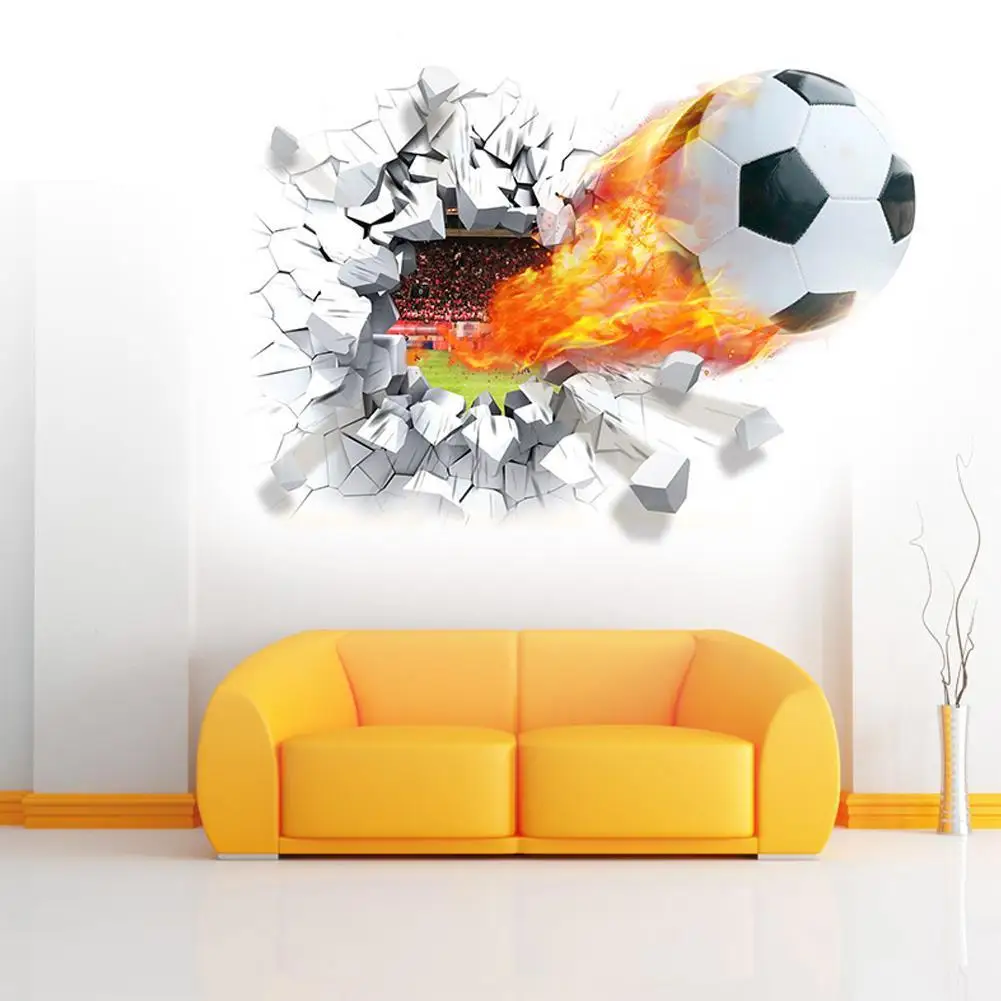 Personalised Blasting Football Soccer Ball Vinyl Wall Art Stickers//Decals