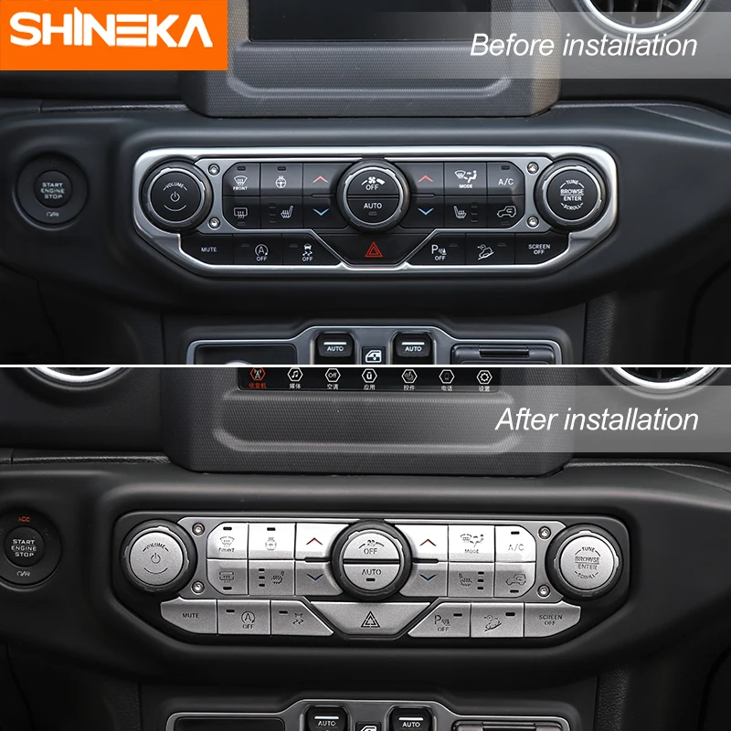 SHINEKA внутренние молдинги для Jeep Wrangler Sahara JL 2018 2019 наклейка кнопки Центрального