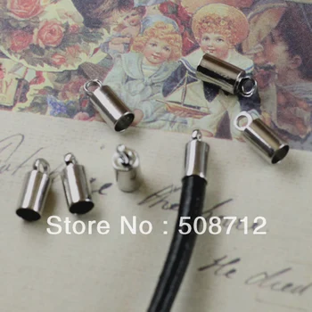 

Free shipping!!!!!500pcs/lot nickel Finish Cylinder with Loop Cord Brass End Caps Fit 4mm Leather Cord