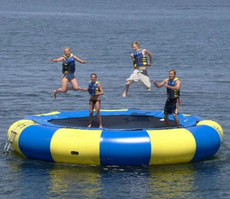 

Water trampoline 5 M (16.4 feet) diameter 0.6mm PVC inflatable trampoline or inflatable bouncer water park used
