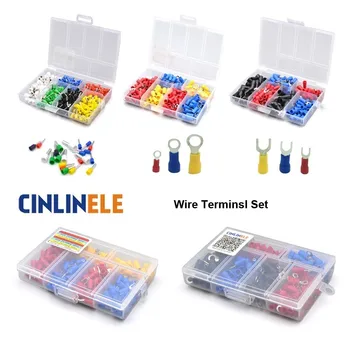 

Crimp Terminals Set Fork Spade Bootlace Ring Connector Kit Wire Cable Brass Connector Insulated LED