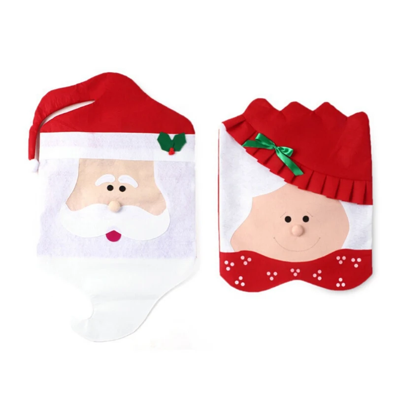 

Christmas Decoration Chair Back Cover Set Decor New Year decorations Fashion Xmas Santa Red Hat Dinner Table Party Supplies