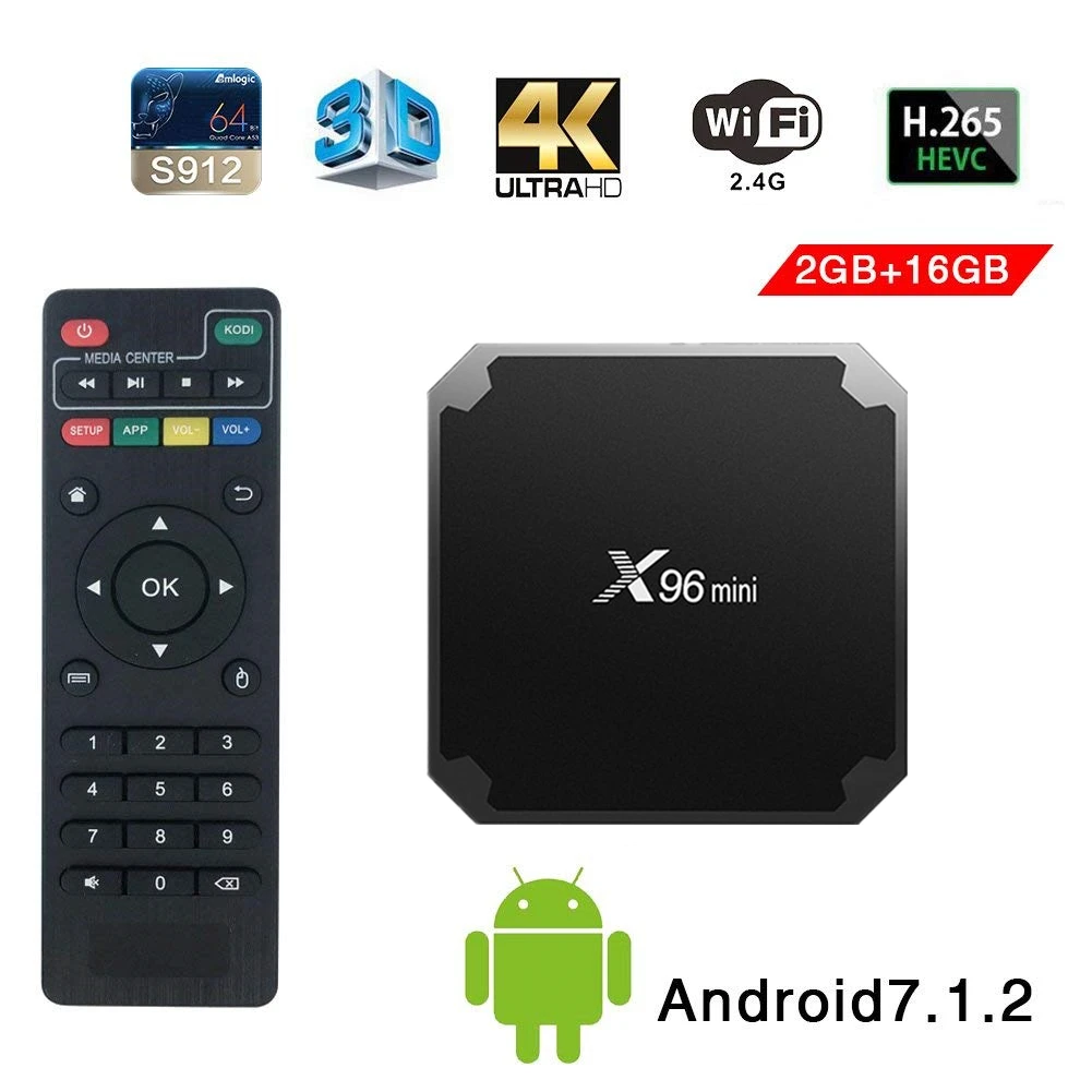 ТВ приставка X96mini android 7 1 smart tv WiFi 4K 2GB 16GB Amlogic 1GB 8GB S905W четырехъядерный медиаплеер