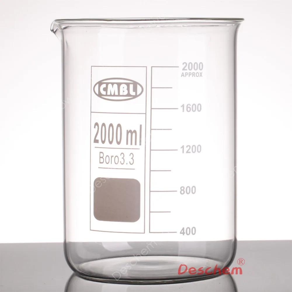 Стеклянный стакан низкой формы, 2000 мл, GG17 стакан, 2 литра, боросиликатные стеклянные стаканы