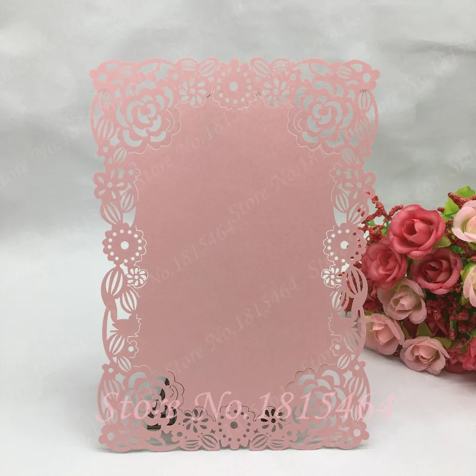 30pcs New Diy Menu Cards Laser Cut Flower Design Handmade Banquet