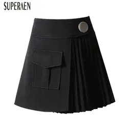 SuperAen модные женские туфли Однотонная юбка хлопок Дикий Весна Новый 2019 Европейская юбка женский