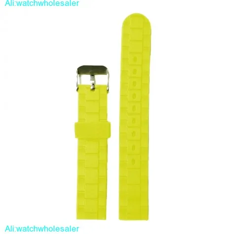 16mm Fun Neon Yellow Silicone Jelly Rubber Unisex Watch Band Straps WB1060Q16JB