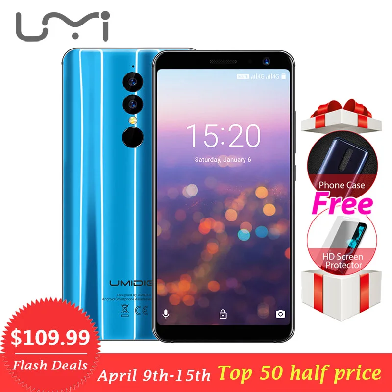 Umidigi A1 Pro Global Version Android 8.1 Mobile Phone 5.5 " 18: 9 Full Screen 3150mAh 3GB RAM 16GB ROM MT6739 Quad Core Face ID |