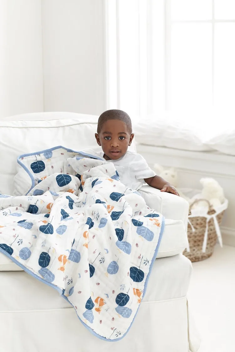 Aden детское одеяло осень новорожденных поставки ребенок марли держит одеяла утолщение 100% Муслин Хлопок 2 слоя с этикеткой 360 г