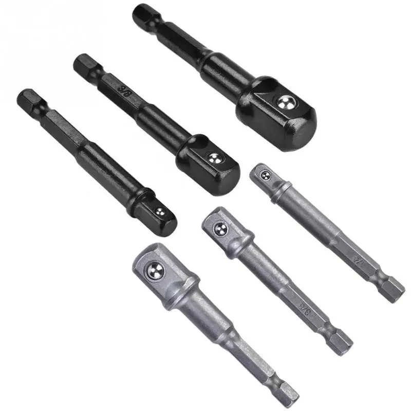 3Pcs Socket Adapter Chrome Vanadium Steel Hex Shank Square Drill Bit Driver Power Extension Bar