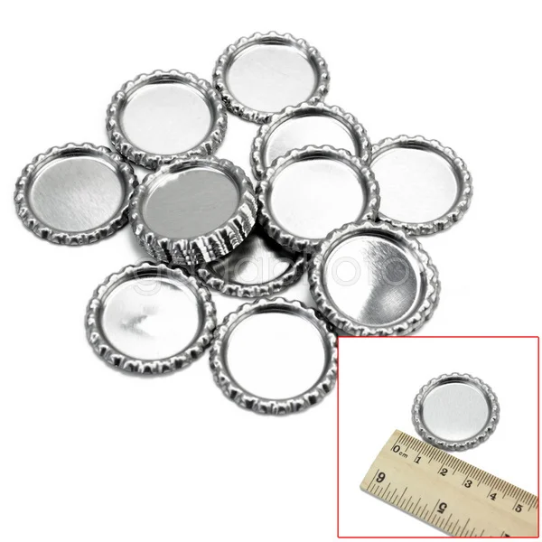 

20 Pcs Flat Silver Linerless Bottle Caps DIY Art For Keychain Bracelet Scrapbook