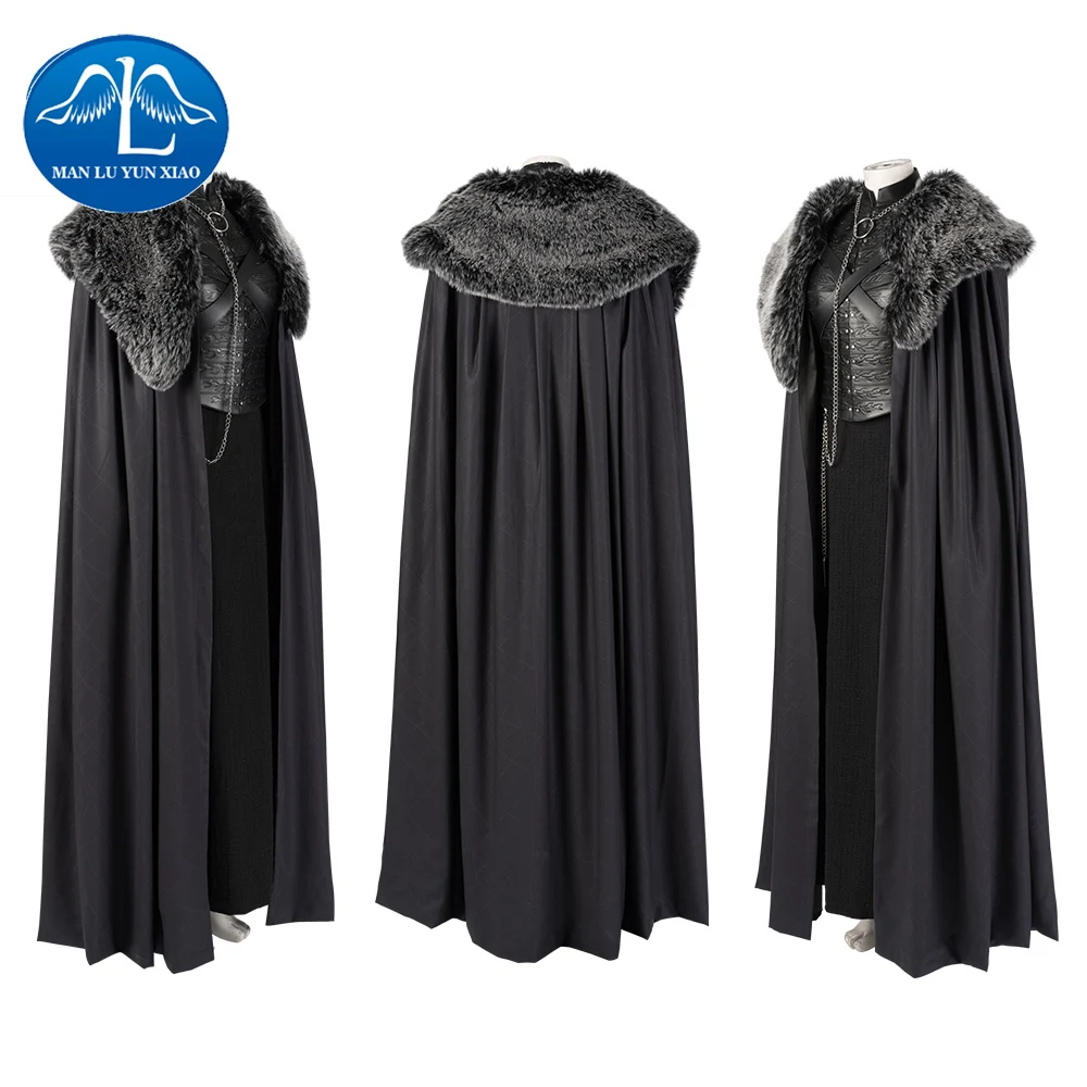 Game of Thrones Cosplay Costume Sansa Stark Cosplay Dress Cloak Outfit Custom Made Halloween Accessories Faux Leather