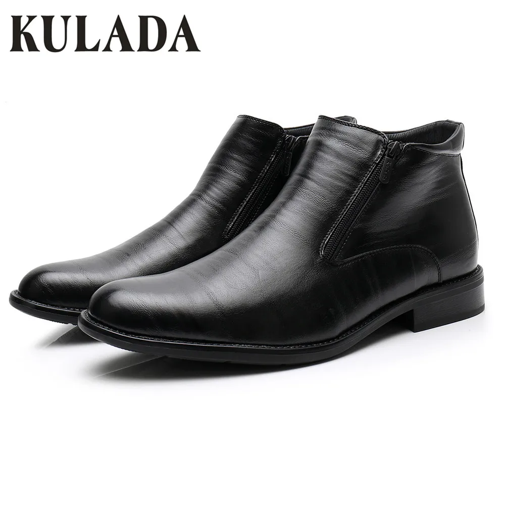 KULADA Boots Men's Winter Shoes Large Size Super Warm Shoes Men's Formal Double Zipper Side Boot's Men‘s Snow Waterproof Busines KULADA Boots Men's Winter Shoes Large Size Super Warm Shoes Men's Formal Double Zipper Side Boot's Men‘s Snow Waterproof Busines