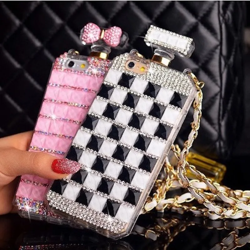 

Fashion diamond perfume bottle strap phone case for iPhone 6 6s 7 8 plus XS max XR for Samsung s6 s7 edge s8 s9 plus note 5 8 9