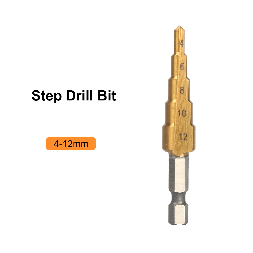 JelBo набор сверл 4-12 мм/20 мм/32 мм HSS ступенчатые сверла конусные с титановым покрытием электроинструменты ступенчатое сверло металлический Дырокол - Цвет: 4-12 Step Drill Bit