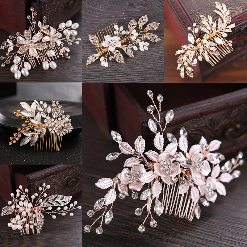 Luxurious Handmade Leaf/Flower Pearl Bridal Hair Pins For Women Hair