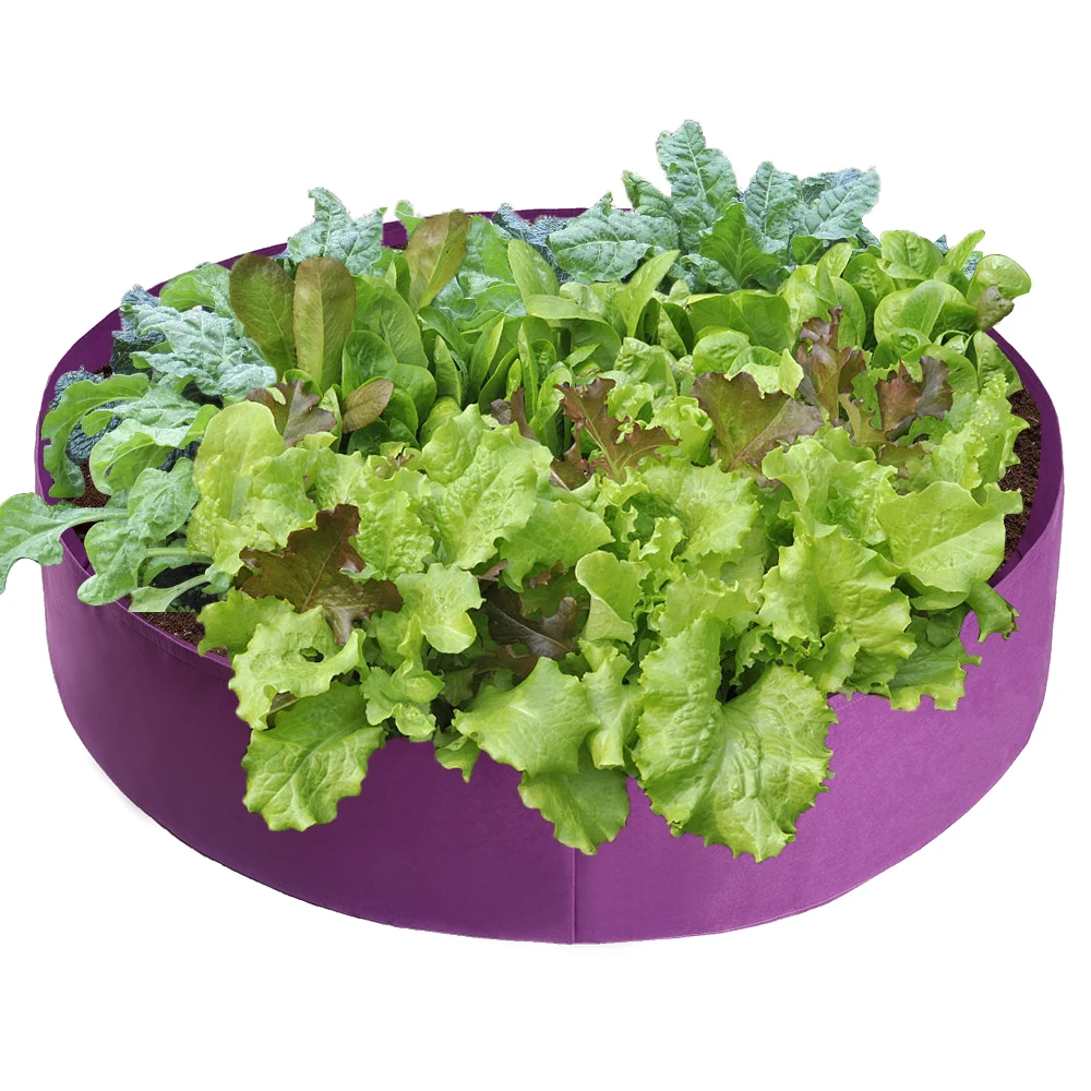 Fabric Raised Garden Bed 50 Gallons Round Planting Container Grow Bags Breathable Felt Fabric Planter Pot for Plants Nursery Pot