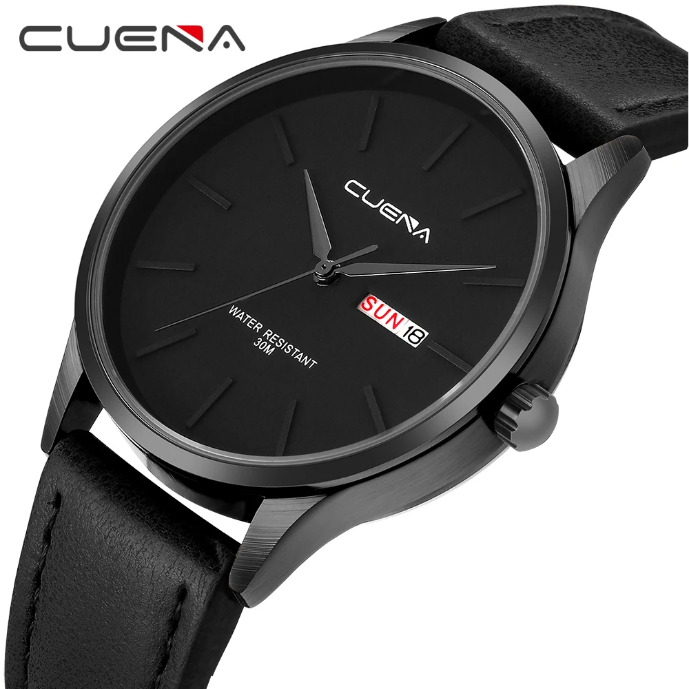 

2018 New Quartz Watches Men Date Week Genuine Leather Strap Watch Waterproof Fashion Luxury Men's Wrist Watch Relogio Masculino