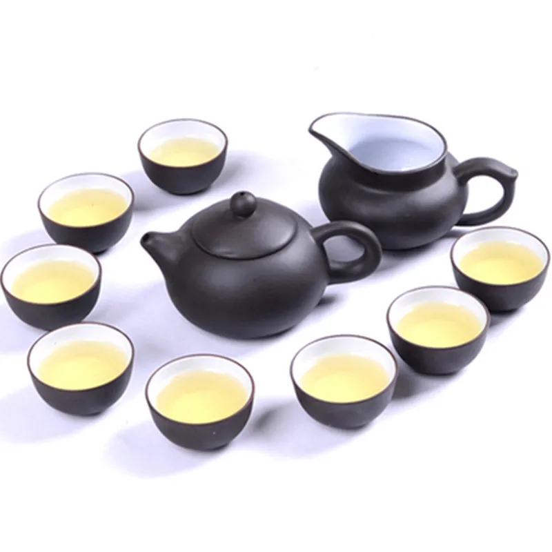 High Quality 10 Pcs Chinese Kung Fu Tea Set Purple Clay Teapot Kettle