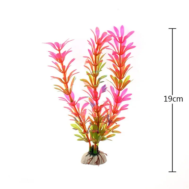 19 см зеленый ПВХ материал имитация искусственной травы для воды Искусственный Цветок Аквариум для аквариума аксессуары украшения - Цвет: Pink