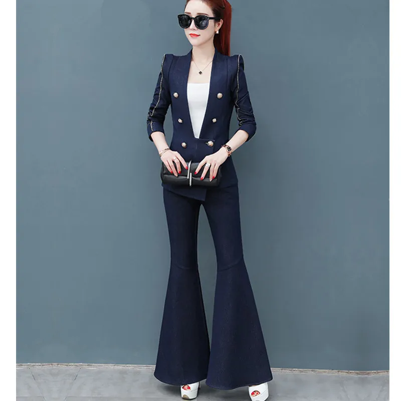 

Women's suit new women's body deep V set two-piece (jacket + pants) women's fashion business casual suit