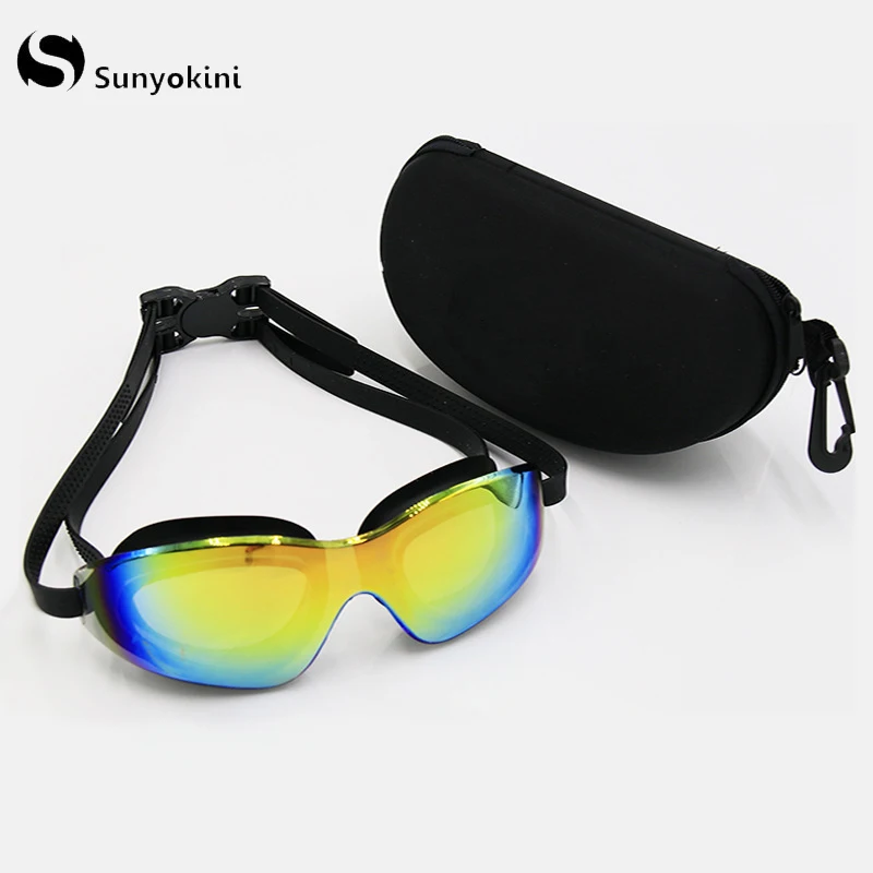 Buy Silica Gel Large Frame Colorful Plating Anti fog Swim Goggles Anti UV Glass