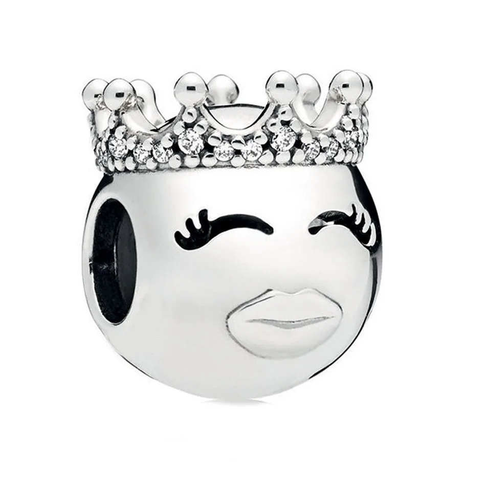 

Authentic 925 Sterling Silver Crown Queen With Crystal Charm Bead Fit Pandora Bracelet Bangle For Women DIY Jewelry Making