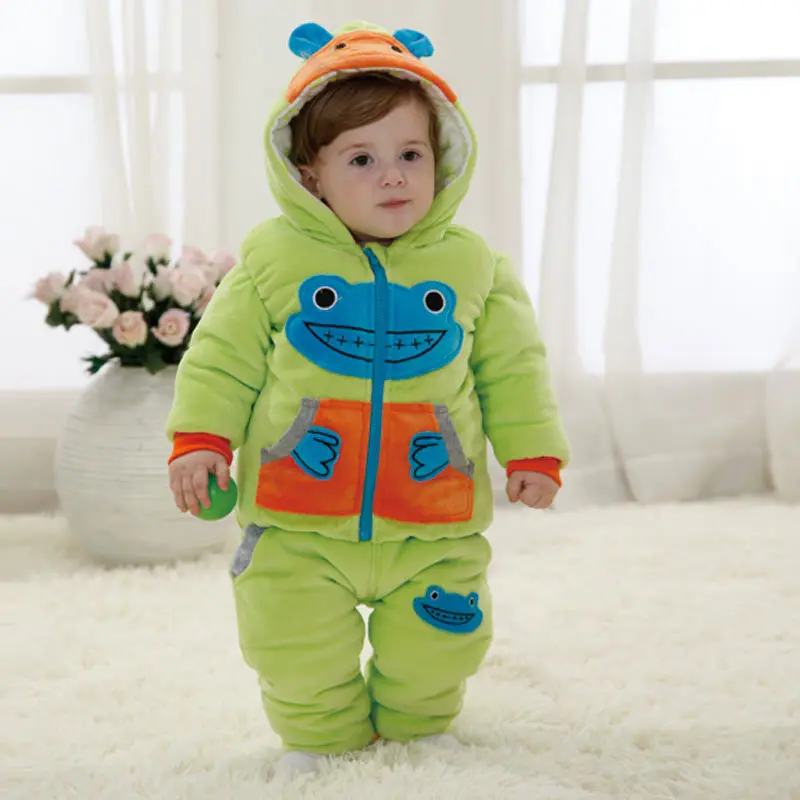 

Cute Thick Winter Baby Set Cartoon Style Jacket +T-shirt +Trouser Warm Suit Baby Outerwear Snowsuit