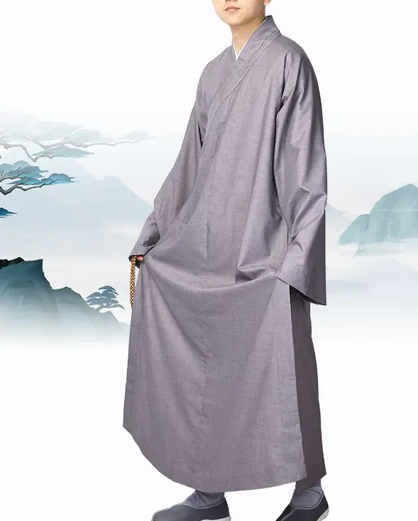 Cotton /& Linen Kung Fu Shaolin Monk Robe Lay Master Zen Buddhist Meditation Gown