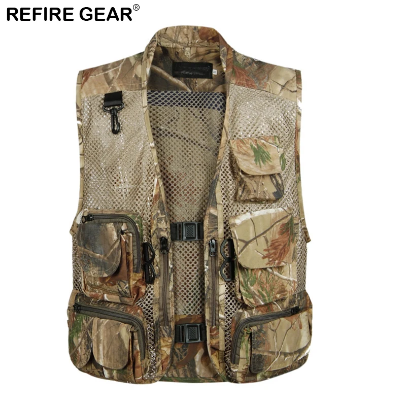 Refire Gear Outdoor Fishing Mesh Vest Men Breathable Waistcoat