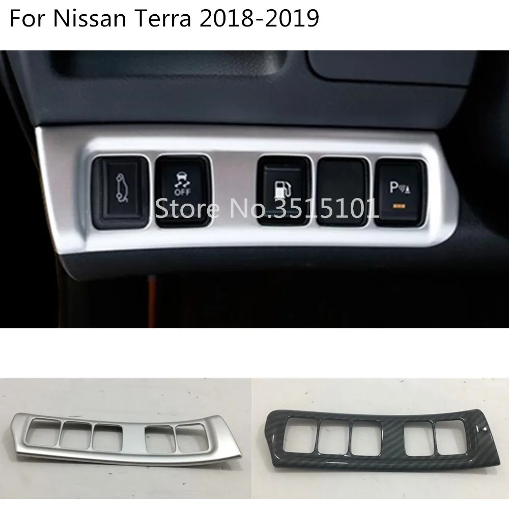 

car detector stick styling cover ABS Matte/Carbon fibre front head light switch trim frame lamp 1pcs For Nissan Terra 2018 2019