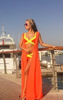 

New Hot Sale USA Women Bathing Suit Bikini Swimwear Cover Up Beach Chiffon Smock Long Maxi Dress