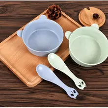 Набор столовых приборов из пшеничной соломы, чаша с изображением панды, ложка, Детская противоскользящая микроволновая печь