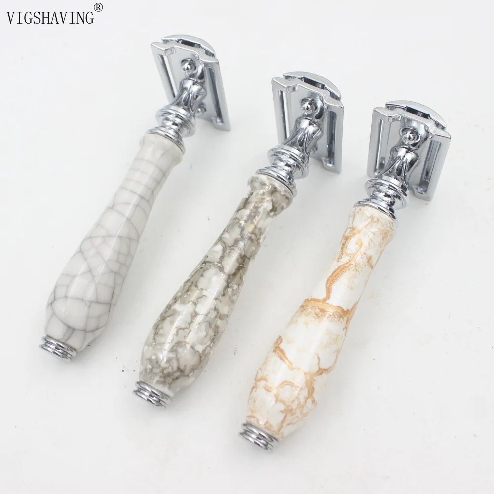 Comprar Regalos para hombres, afeitadora afeitar de seguridad de doble filo, mango de cerámica