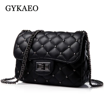 

GYKAEO Brand New 2020 Summer PU Leather Chain Shoulder Bag Ladies Mini Pladi Rivet Crossbody Bag Women Messenger Bags Sac A Main