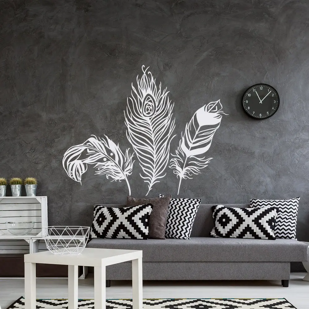 

Feather Wall Decal Living Room Feathers Wall Decor Forest Wall Sticker Tribal Boho Bohemian Bedroom Decoration Wallpaper G91