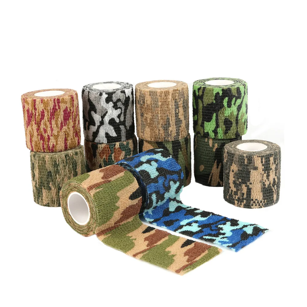 

High Quality 1 Roll Pick Colors Adhesive Duct Tape Flexibility Camouflage Waterproof Hunting Camping Stealth Tape Wraps